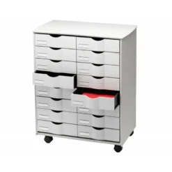 Mueble auxiliar fast-paperflow para oficina negro 16 cajones en 2 columnas gris5x382 71,5x58x34,3 cm
