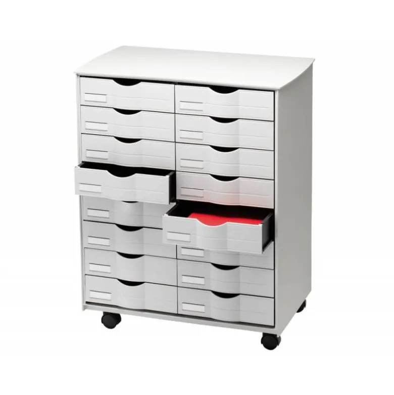 Mueble auxiliar fast-paperflow para oficina negro 16 cajones en 2 columnas gris5x382 71,5x58x34,3 cm