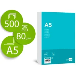 NO ES TAMAÑO FOLIO Papel Din A5 Liderpapel 80 g/m2 Escritura 500 hojas
