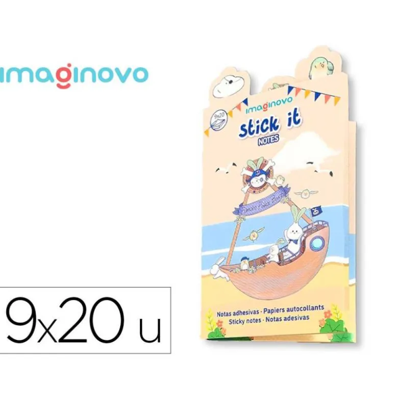 NOTAS ADHESIVAS IMAGINOVO STICK IT! NOTEBOOK 20 NOTAS ADHESIVAS PIRATA TAMAÑOS SURTIDOS BANDERA