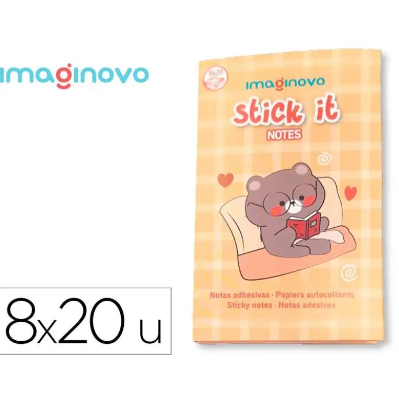 NOTAS ADHESIVAS IMAGINOVO STICK IT! NOTEBOOK 20 NOTAS ADHESIVAS OSITO TAMAÑOS SURTIDOS