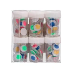 OJO LIDERPAPEL 15 MM BLANCO CON PUPILA DE COLORES SURTIDOS PACK DE 144 UNIDADES