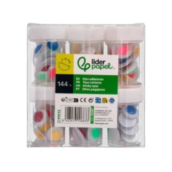 OJO LIDERPAPEL 15 MM BLANCO CON PUPILA DE COLORES SURTIDOS PACK DE 144 UNIDADES
