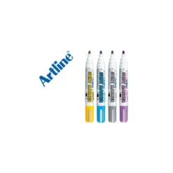 Pack rotuladores para tela textil Artline colores amarillo azul gris violeta