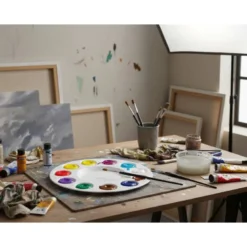 PALETA PLASTICO LIDERPAPEL PARA PINTURA REDONDA CON 10 HUECOS 17 CM