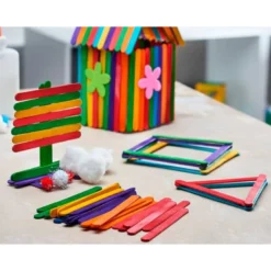 Palitos de madera liderpapel colores surtidos 11,4x1 cm bolsa con 50 unidades