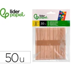 Palitos de madera liderpapel color natural 11,4 x 1 cm bolsa con 50 unidades