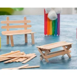 Palitos de madera liderpapel color natural 11,4 x 1 cm bolsa con 50 unidades