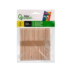 Palitos de madera liderpapel color natural 11,4 x 1 cm bolsa con 50 unidades
