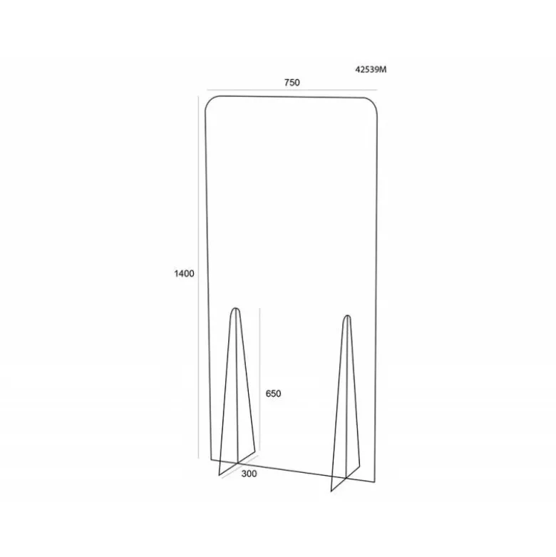 PANTALLA DE PROTECCION ARCHIVO 2000 DE PIE METACRILATO TRANSPARENTE 750X1400 MM