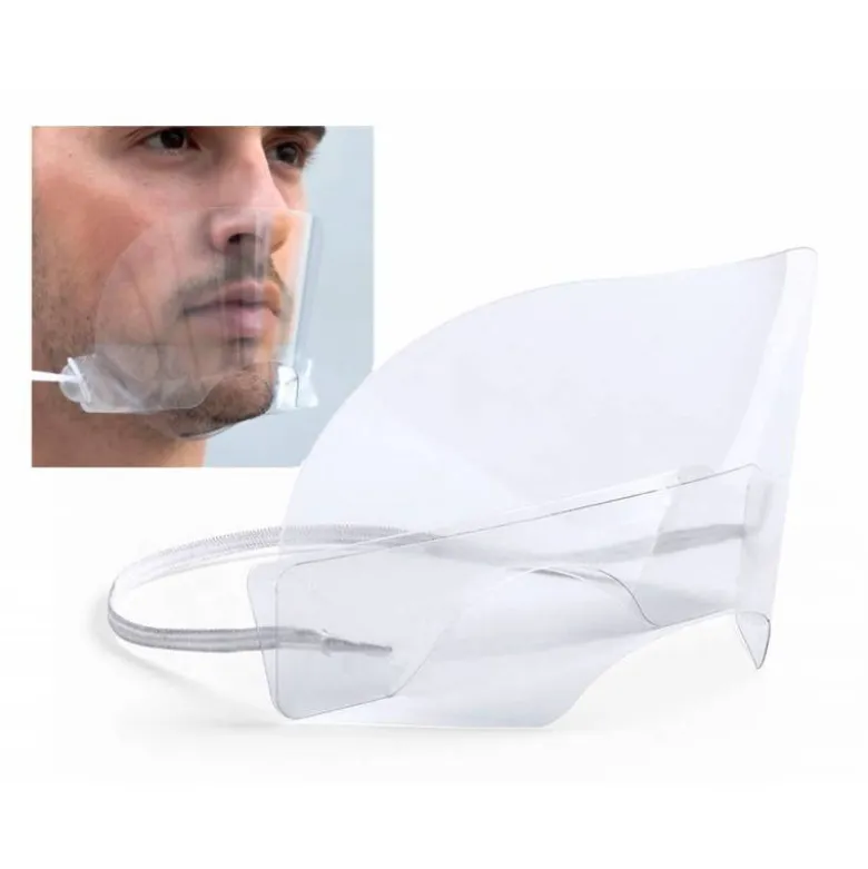 PANTALLA PROTECTORA BUCONASAL LEIBAN CON PROTECTOR PARA BARBILLA MATERIAL PET 17X8,5 CM
