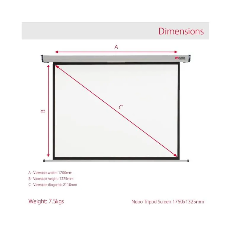 Pantalla marca Nobo mural blanco mate 1750x1325 mm