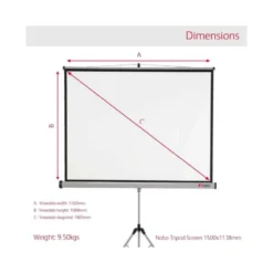 Pantalla marca Nobo mural para proyección con tripode 150 x 113.8 cm