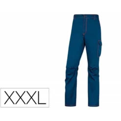 PANTALON DE TRABAJO DELTAPLUS CINTURA ELASTICA 5 BOLSILLOS COLOR AZUL MARINO / NARANJA TALLA XXXL