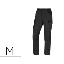 PANTALON DE TRABAJO DELTAPLUS CON CINTURA ELASTICA 7 BOLSILLOS COLOR GRIS-ROJO TALLA M