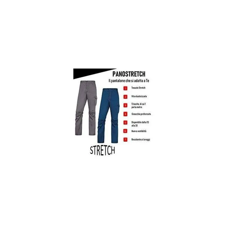 PANTALON DE TRABAJO DELTAPLUS CINTURA ELASTICA 5 BOLSILLOS COLOR AZUL MARINO / NARANJA TALLA XXL