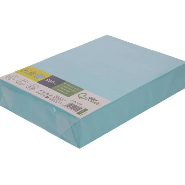 PAPEL COLOR LIDERPAPEL DIN A4 80 GR CELESTE PAQUETE DE 500 HOJAS