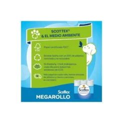 Papel higienico scottex megarrollo doble largo 2 capas paquete de 6 rollos