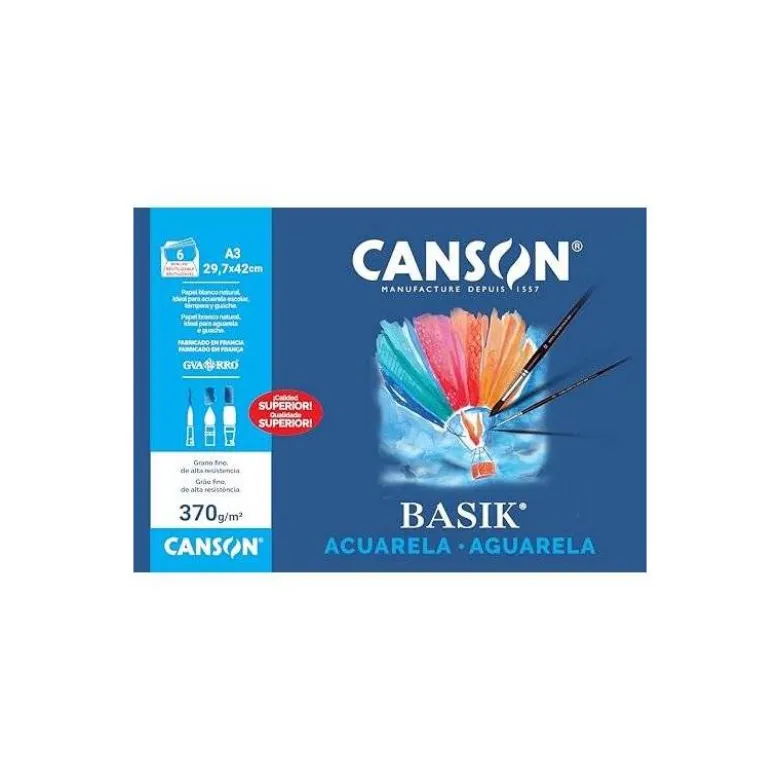 Papel acuarela Canson A3 gramaje 370 g/m2