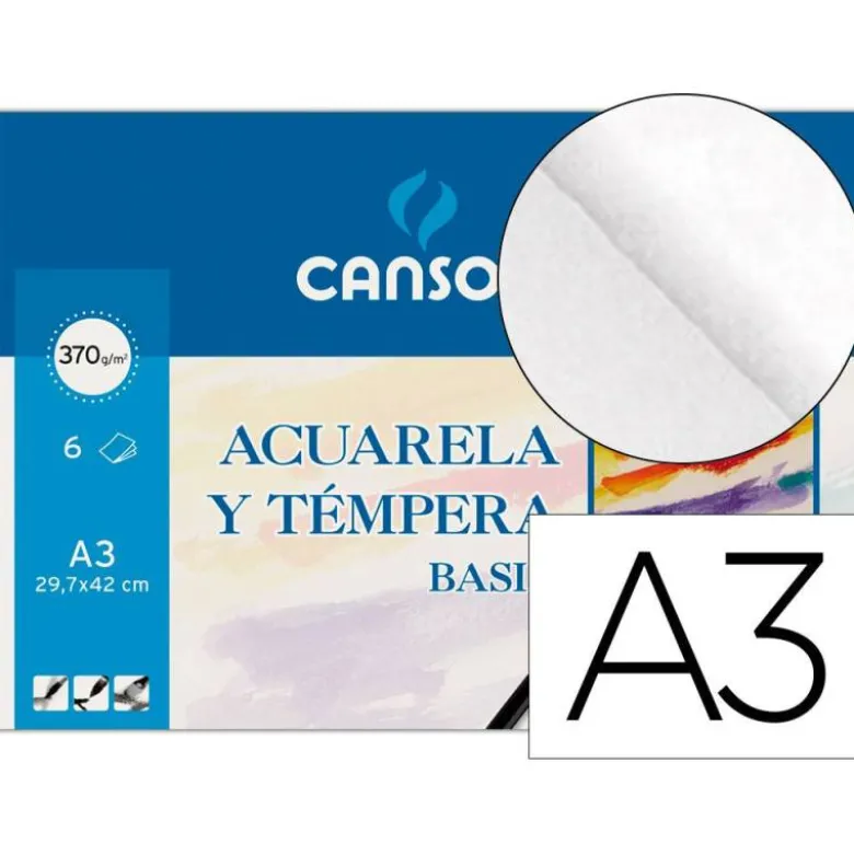 Papel acuarela Canson A3 gramaje 370 g/m2