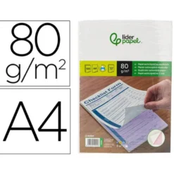 PAPEL AUTOCOPIATIVO LIDERPAPEL A4 PREALZADO DUPLICADO BLANCO Y ROSA 80 G 500 HOJAS (250 JUEGOS)