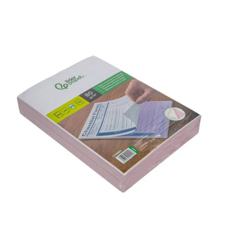 PAPEL AUTOCOPIATIVO LIDERPAPEL A4 PREALZADO DUPLICADO BLANCO Y ROSA 80 G 500 HOJAS (250 JUEGOS)