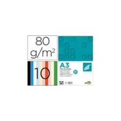 PAPEL COLOR LIDERPAPEL A3 80GR/M2 10 COLORES SURTIDOS PAQUETE 100 HOJAS