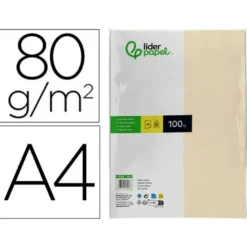Papel color Liderpapel color crema A4 80 g/m2 100 hojas
