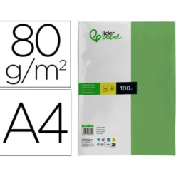 Papel color Liderpapel color verde A4 80 g/m2 100 hojas