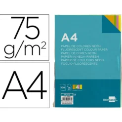 Papel color Liderpapel Colores Surtidos Neon tamaño A4 75 g/m2 100 hojas