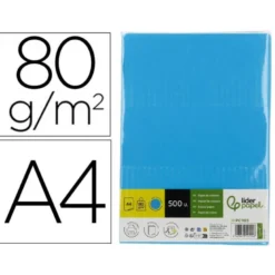 PAPEL COLOR LIDERPAPEL DIN A4 80 GR AZUL INTENSO PAQUETE DE 500 HOJAS