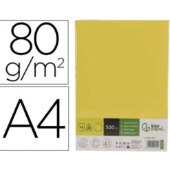 PAPEL COLOR LIDERPAPEL DIN A4 80 GR AMARILLO INTENSO PAQUETE DE 500 HOJAS