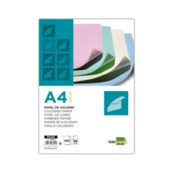 Papel color Liderpapel tamaño A4 80 g/m2 pack 100 hojas Colores Surtidos