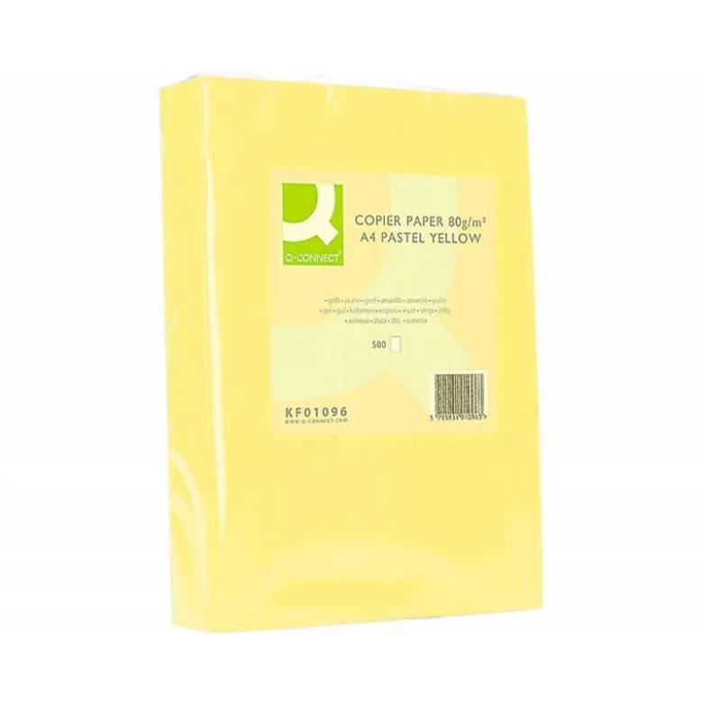 Papel color Q-connect tamaño A4 80g/m2 pack 500 hojas Amarillo