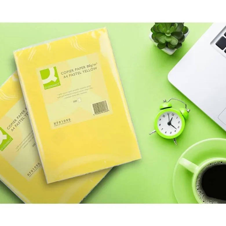 Papel color Q-connect tamaño A4 80g/m2 pack 500 hojas Amarillo