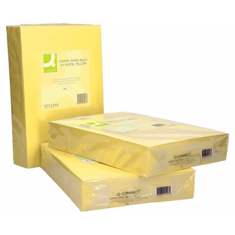 Papel color Q-connect tamaño A4 80g/m2 pack 500 hojas Amarillo