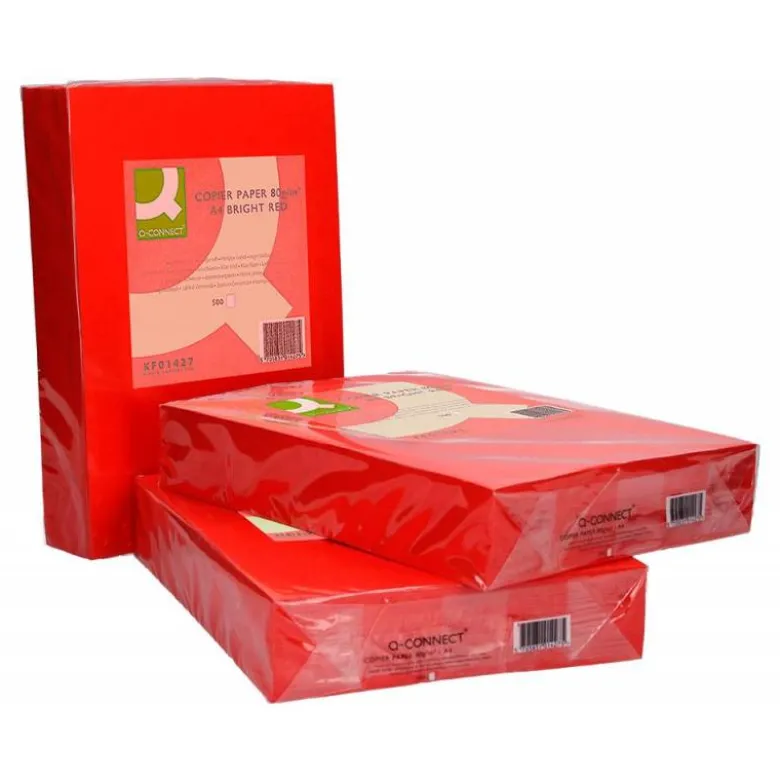 Papel color Q-connect tamaño A4 80g/m2 pack 500 hojas Rojo intenso