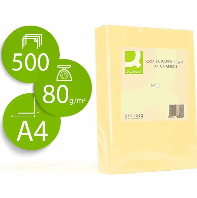 Papel color Q-connect tamaño A4 80g/m2 pack 500 hojas Champagne