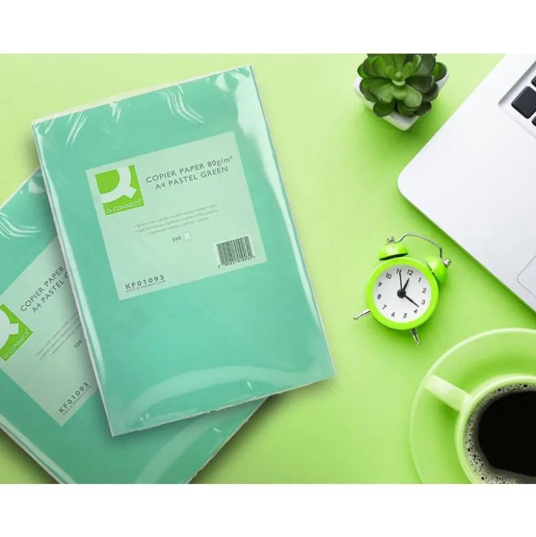 Papel color Q-connect tamaño A4 80g/m2 pack 500 hojas Verde