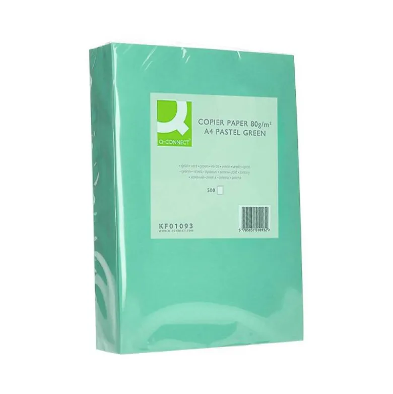 Papel color Q-connect tamaño A4 80g/m2 pack 500 hojas Verde