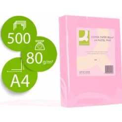 Papel color Q-connect tamaño A4 80g/m2 pack 500 hojas Rosa