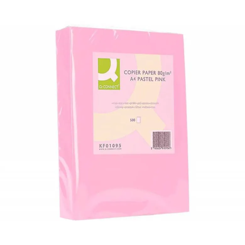Papel color Q-connect tamaño A4 80g/m2 pack 500 hojas Rosa