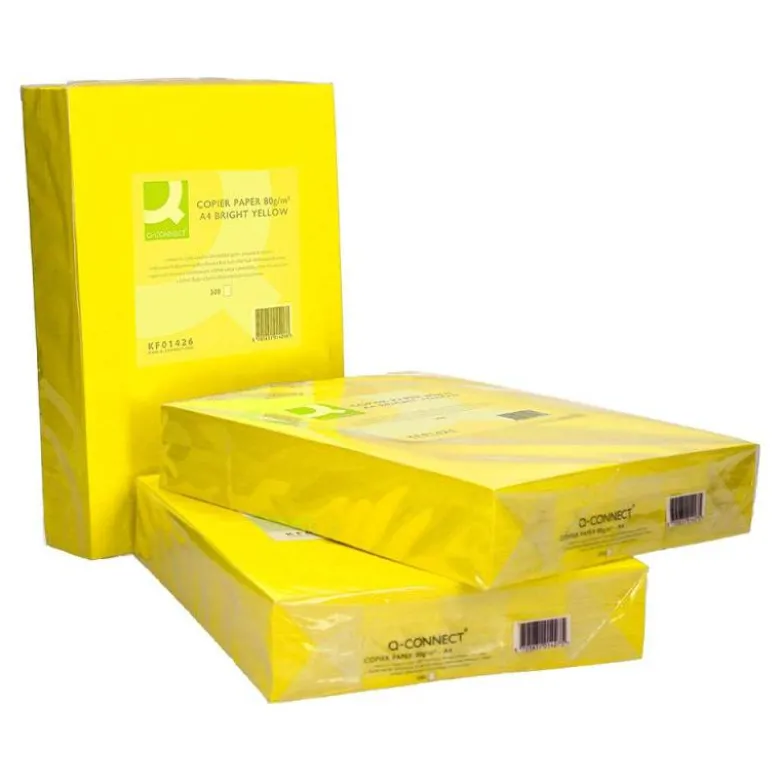 Papel color Q-connect tamaño A4 80g/m2 pack 500 hojas Amarillo intenso