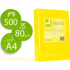 Papel color Q-connect tamaño A4 80g/m2 pack 500 hojas Amarillo intenso