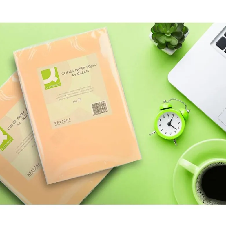 Papel color Q-connect tamaño A4 80g/m2 pack 500 hojas Crema