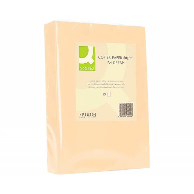 Papel color Q-connect tamaño A4 80g/m2 pack 500 hojas Crema