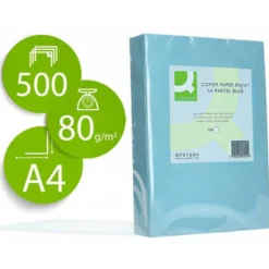Papel color Q-connect tamaño A4 80g/m2 pack 500 hojas Celeste