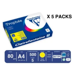 PAPEL COLOR TROPHEE A4 80GR AMARILLO NEON PAQUETE DE 500 HOJAS