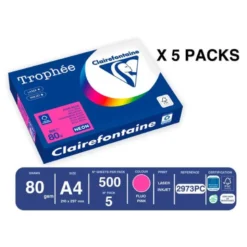 PAPEL COLOR TROPHEE A4 80GR ROSA NEON PAQUETE DE 500 HOJAS