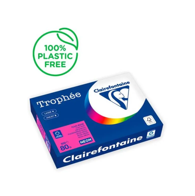 PAPEL COLOR TROPHEE A4 80GR ROSA NEON PAQUETE DE 500 HOJAS